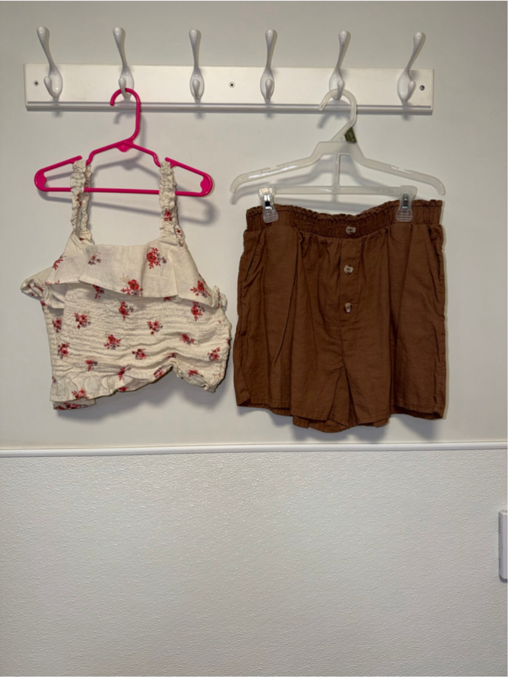 Girls Wonder Nation Floral Matching Set XL Beige Brown 14-16 two piece set